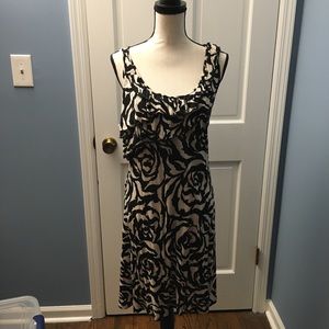 INC black and cream rose print dress
